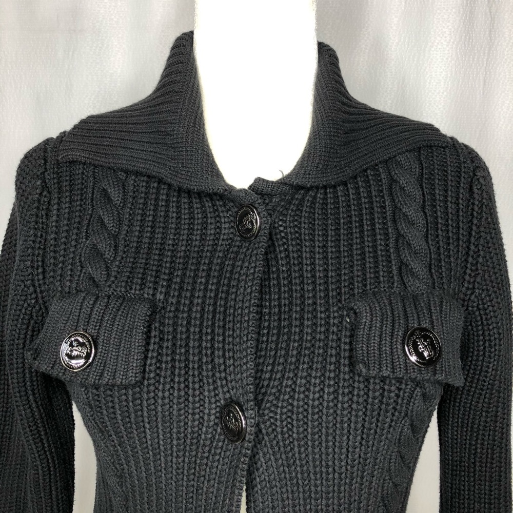 Barbara Bui Black Heavy Cotton Cable Knit Sweater - Picture 2 of 8